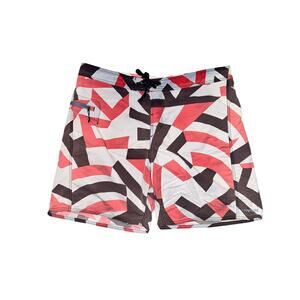 Patagonia Minimalist Wavefarer Board Shorts Mens Sz 36 Red White Black Geometric